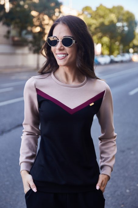 Imola női pulóver – V-betétes sportos elegancia,M,Tara X Viktori