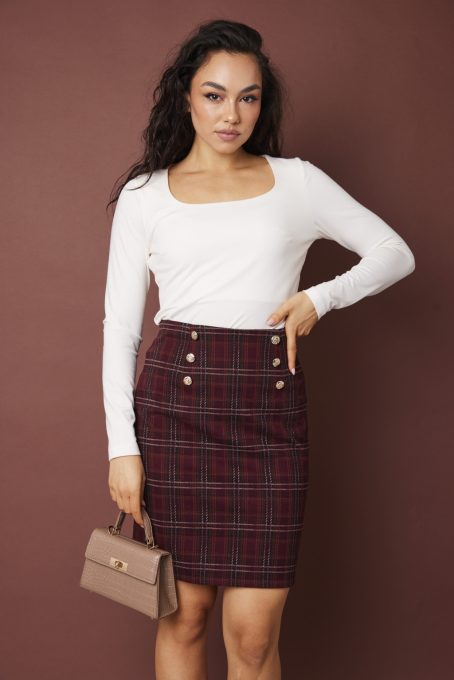 KINSELY női póló, stircelt-kocka nyakú póló,bézs,M,Tara x Viktori