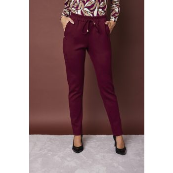   PAYTON női gumis derekú egyenes szárú nadrág,bordó,XL,Tara X Viktori