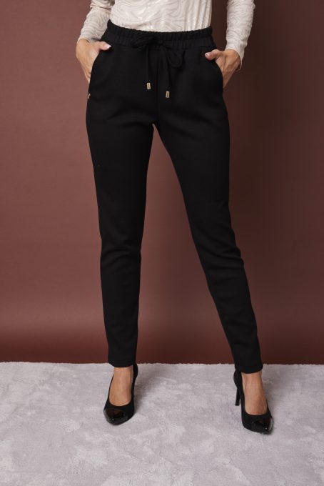 PAYTON női gumis derekú egyenes szárú nadrág,fekete,S,Tara X Viktori