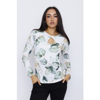   EMILY mintás női póló – csepp kivágású, kerek nyakú hosszú ujjú felső,mintás,M,Tara X Viktori