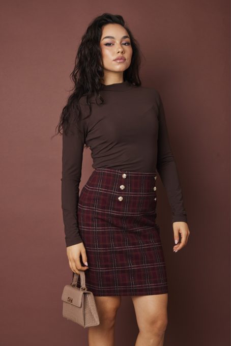 GITTA women’s mock neck top – plain fitted high-neck shirt