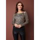 PAULINA női felső vállkivágással és díszcsattal,mintás,M,Tara X Viktori