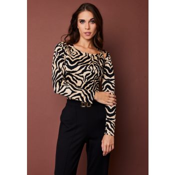  PAULINA női felső vállkivágással és díszcsattal,mintás,S,Tara X Viktori