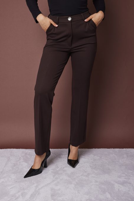 SHAELYN egyenes szárú női nadrág – elegáns,barna,XL,Tara X Viktori