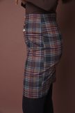 REBECCA women’s fitted checkered skirt with 6 decorative buttons