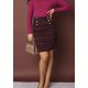 REBECCA women’s fitted checkered skirt with 6 decorative buttons