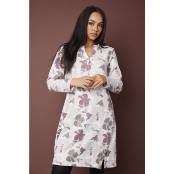   LUDMILLA női tunikaruha,kötött, V-nyakú, gombos díszítéssel,mintás,M,Tara X Viktori