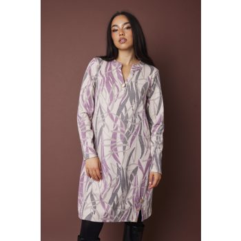   LUDMILLA női tunikaruha,kötött, V-nyakú, gombos díszítéssel,mintás,M,Tara X Viktori