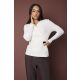 SLOAN női póló sálgallérral, átlapolt fazon, díszcsattal – elegáns, kötött felső,ekrü,S,Tara X Viktori