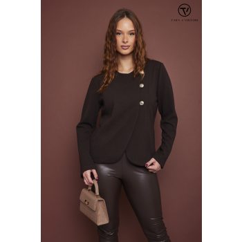 TRACY női blézer,gombos,sötétbarna,S,Tara X Viktori