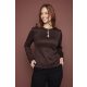 ROZALI women’s glitter knit top with teardrop cutout and decorative buttons
