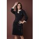 ROBIN női ruha orosz gallérral, csepp kivágással és szatén díszítéssel,fekete,XL,Tara X Viktori