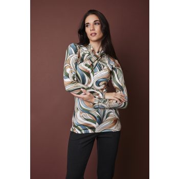   Rubin női póló, magas nyakú, csavart,mintás,S,Tara x Viktori