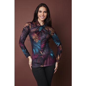   Rubin női póló, magas nyakú, csavart,mintás,S,Tara x Viktori