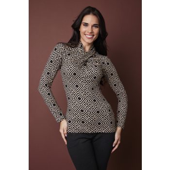   Rubin női póló, magas nyakú, csavart,mintás,S,Tara x Viktori