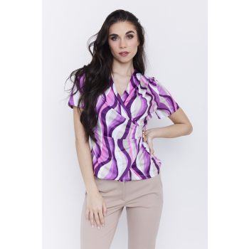   IRENE női póló, átlapolt-dísz csatos elejű póló,mintás,L,Tara X Viktori