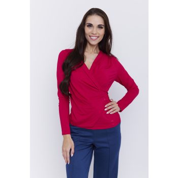   IRENE női póló, átlapolt-dísz csatos elejű póló,málna,S,Tara X Viktori