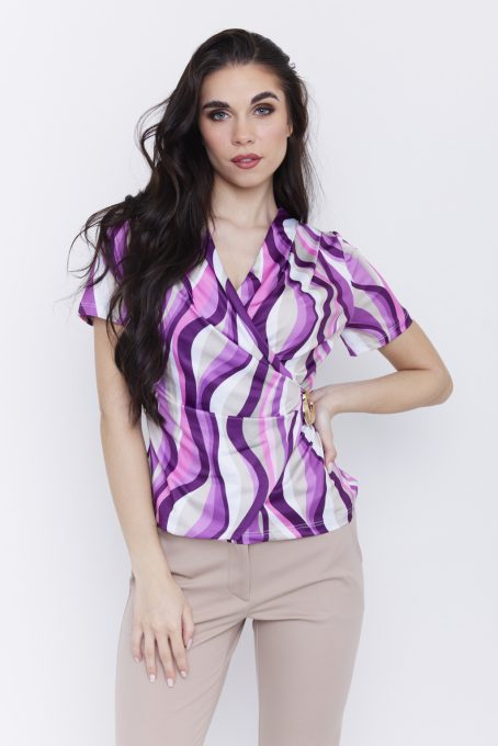 IRENE women's wrap top with decorative buckle