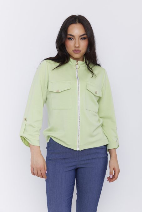 LUCINA női zakó – cipzáras, zsebes, klapnis ujjú fazon,S, zöld,Tara X Viktori