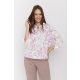BELLY női blúz – gumis aljú, díszcsatos, mintás alkalmi blúz,XL,Tara X Vitkori