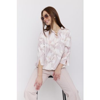   BELLY női blúz – gumis aljú, díszcsatos, mintás alkalmi blúz,M,Tara X Vitkori