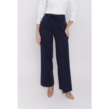   MELISSA women’s trousers with elastic waist, tie belt and wide leg
