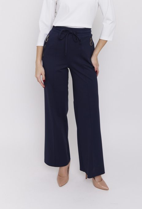MELISSA women’s trousers with elastic waist, tie belt and wide leg