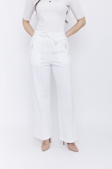 MELISSA women’s trousers with elastic waist, tie belt and wide leg