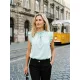 ELDA női blúz – fodros nyakú és vállú, gumis aljú, türkiz ,XL,Tara X Viktori