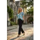 MADYN women’s tunic – V-neck, elastic hem, relaxed fit, patterned