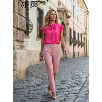   SHELBY női blúz– Kötős nyakú, gumis aljú,pink,S,Tara X Viktori