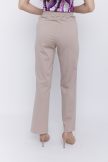 PEARL women’s tailored pants with pressed crease and gold decorative buckle – elastic back waist trousers
