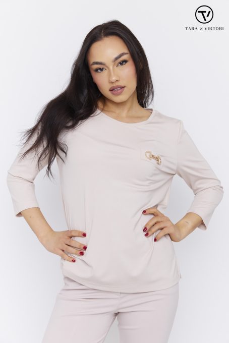 FELICIA women’s tunic top – side slit, pocket detail with buckle