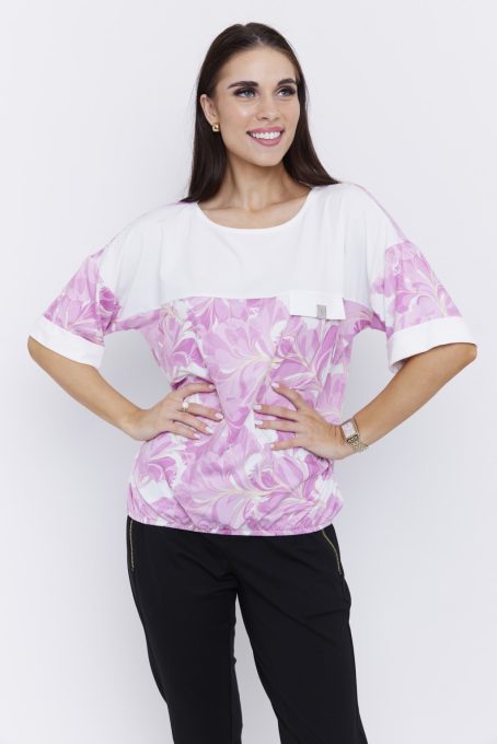 ZELENIA női felső– zseblapos, gumis aljú, bő fazonú tunika,mintás,M,Tara X Viktori