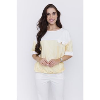   ZELENIA női felső– zseblapos, gumis aljú, bő fazonú tunika,sárga,S,Tara X Viktori