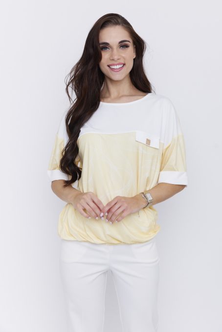 ZELENIA női felső– zseblapos, gumis aljú, bő fazonú tunika,sárga,S,Tara X Viktori