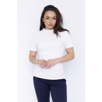   BONA-női-póló-gumis-nyakú, felső,fehér,S,Tara X Viktori