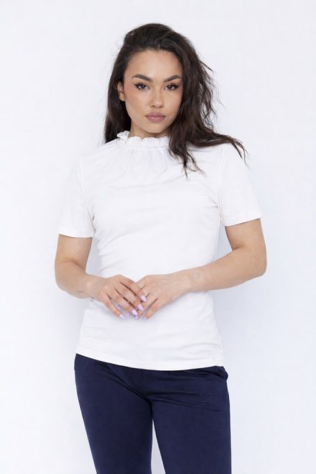 BONA-női-póló-gumis-nyakú, felső,fehér,M,Tara X Viktori