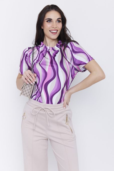 BONA-női-póló-gumis-nyakú, felső,mintás,L,Tara X Viktori