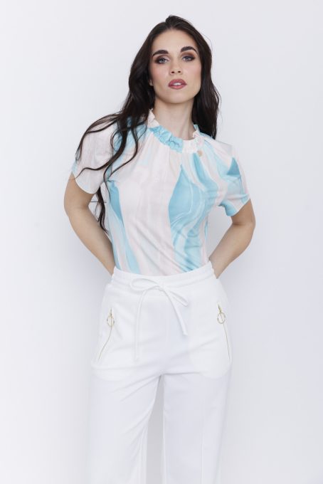 BONA-női-póló-gumis-nyakú, felső,mintás,L,Tara X Viktori