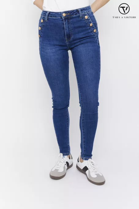 Women’s push-up skinny jeans – high waist button detail style