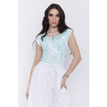   Bogyós női póló, kerek nyakú női felső bogyókkal és kivágással,mintás,L,Tara x Viktori