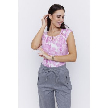   Bogyós női póló, kerek nyakú női felső bogyókkal és kivágással,mintás,S,Tara x Viktori