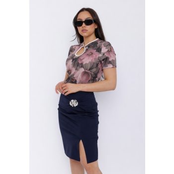   JELLY women’s top with mandarin collar and teardrop neckline