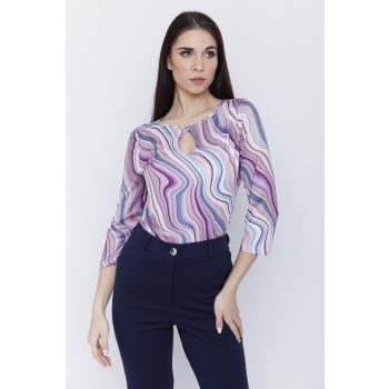   ADDISON női póló – csepp kivágásos, puffos ujjú,mintás,M,Tara X Viktori