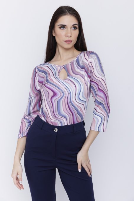 ADDISON női póló – csepp kivágásos, puffos ujjú,mintás,M,Tara X Viktori