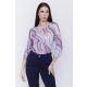 ADDISON női póló – csepp kivágásos, puffos ujjú,mintás,L,Tara X Viktori