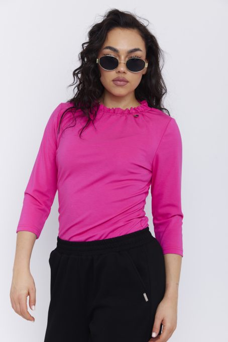 BONA-női-póló-gumis-nyakú-poliamid-felső,pink,S,Tara X Viktori