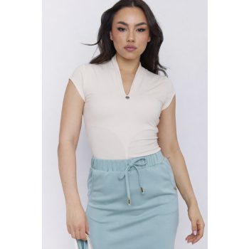   Viola női póló, magasított V-nyakú felső,bézs,S,Tara x Viktori